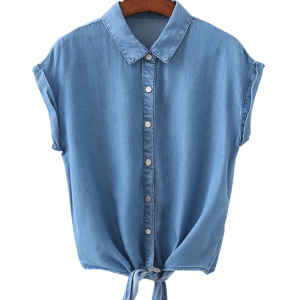 Collared Sleeveless Denim Top (2 Colors)