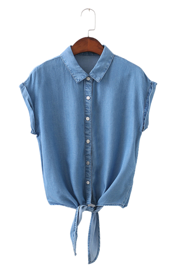 Collared Sleeveless Denim Top (2 Colors)