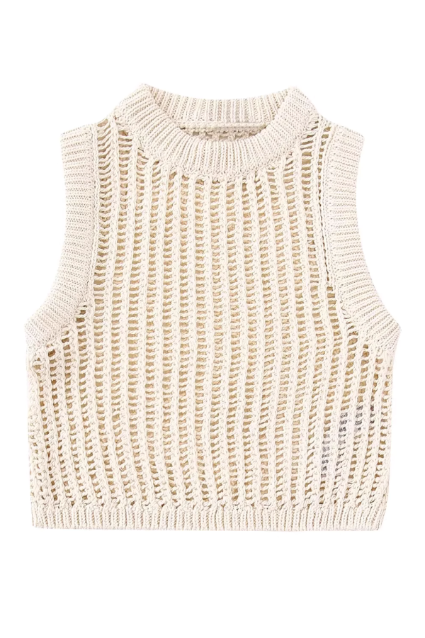 Round Neck Sleeveless Knitted Vest Top