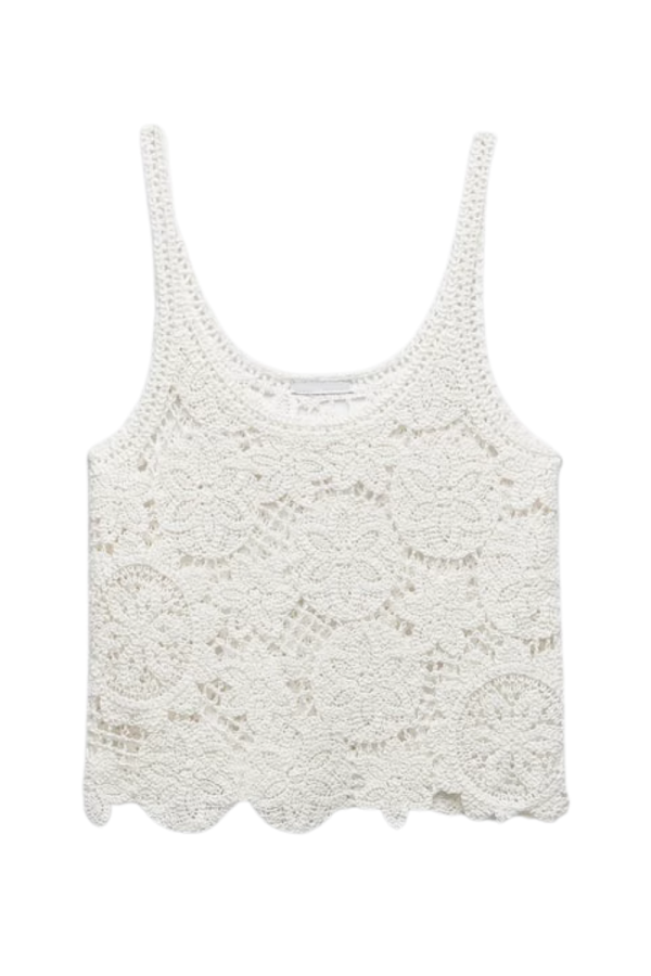 Round-Neck Sleeveless Crochet Top