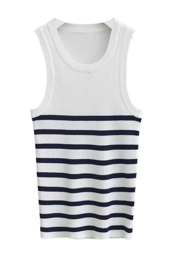 Stripe Sleeveless Knitted Top (2 Colors)