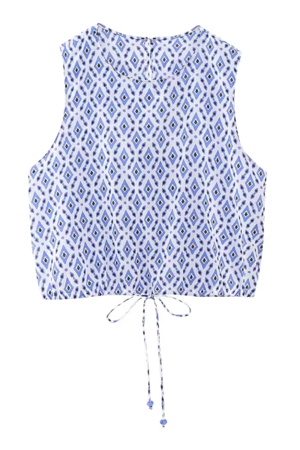 Bow-embellished Printed Top